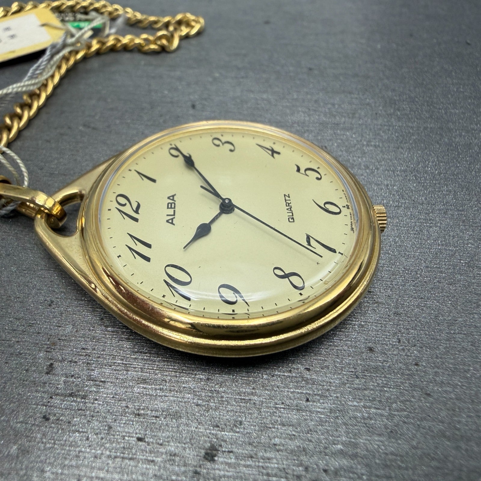 Seiko Alba Pocket Watch Men 36mm Champagne Dial Gold Tone Y481-0120 New Battery4