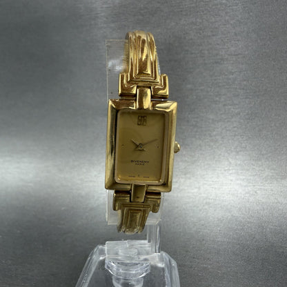 Givenchy Tank Watch Women 17mm Gold Dial Gold Tone Rectangle New Battery5