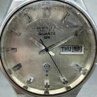 Seiko QR Watch Men 36mm Silver Dial Silver Tone Daydate 3863-8010 New Battery1