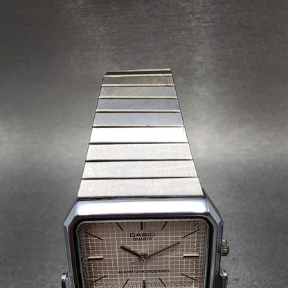 Casio AQ450 Watch Men 30mm White Dial Silver Tone Analog Digital New Battery4