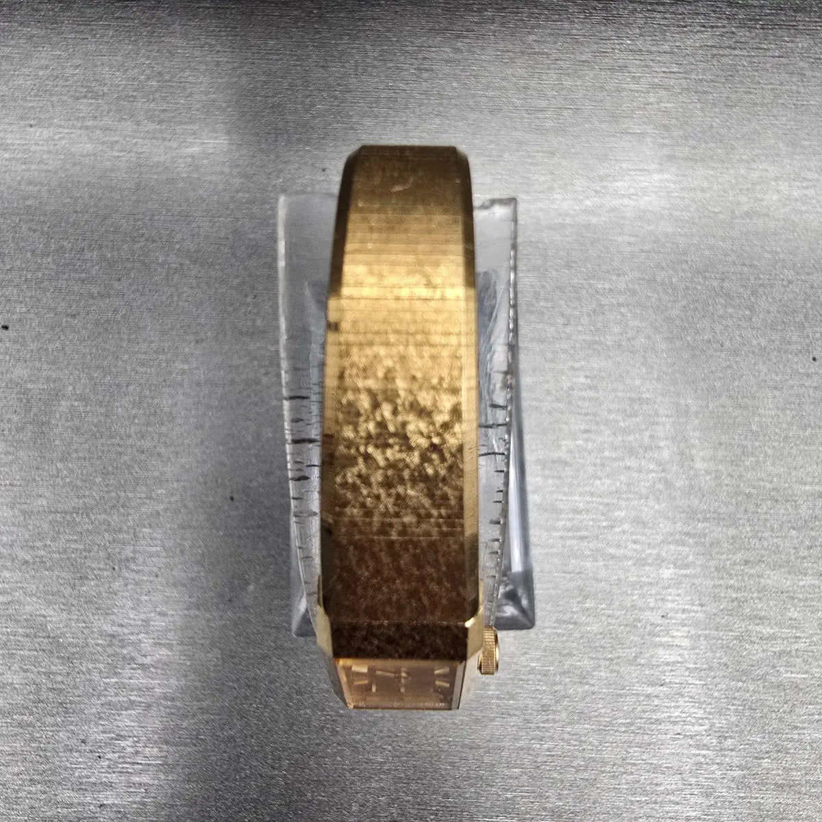 Seiko Tank Watch Women 12mm Gold Dial Gold Tone Rectangle 1320-5049 New Batt JP4