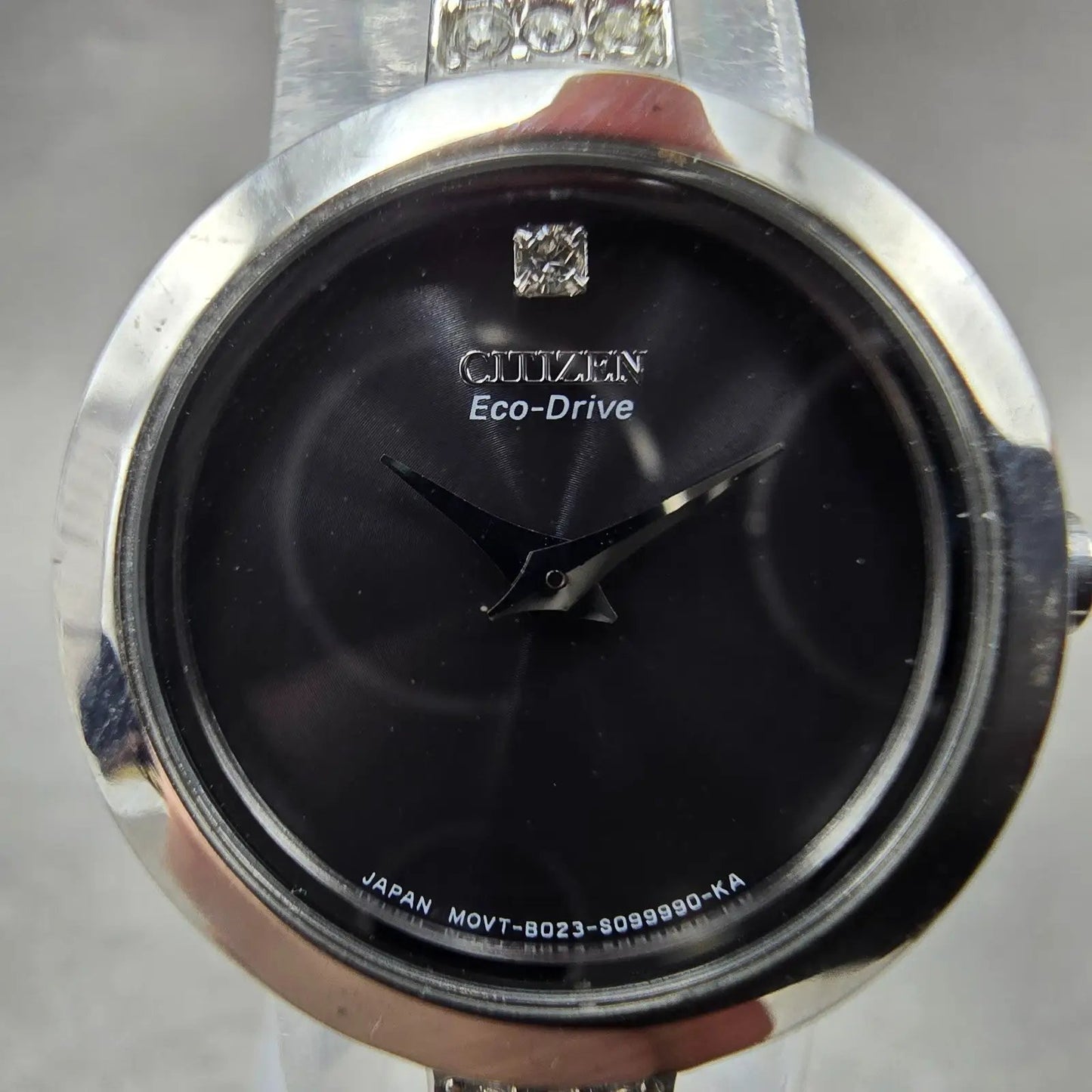 Citizen Eco-Drive Watch Women 21mm Black Dial Silver Tone B023-S067090 Runs1