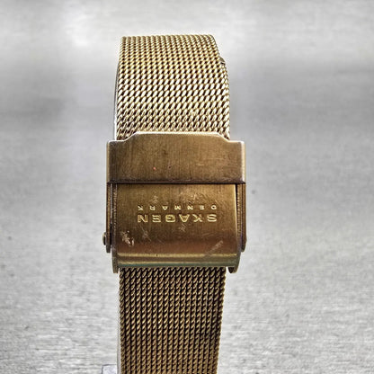 Skagen Denmark Watch Women 24mm MOP Dial Gold Tone Round 233XSGG New Battery7
