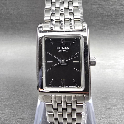 Citizen Tank Watch Women 18mm Black Dial Silver Rectangle 5930-S038588 New Batt50