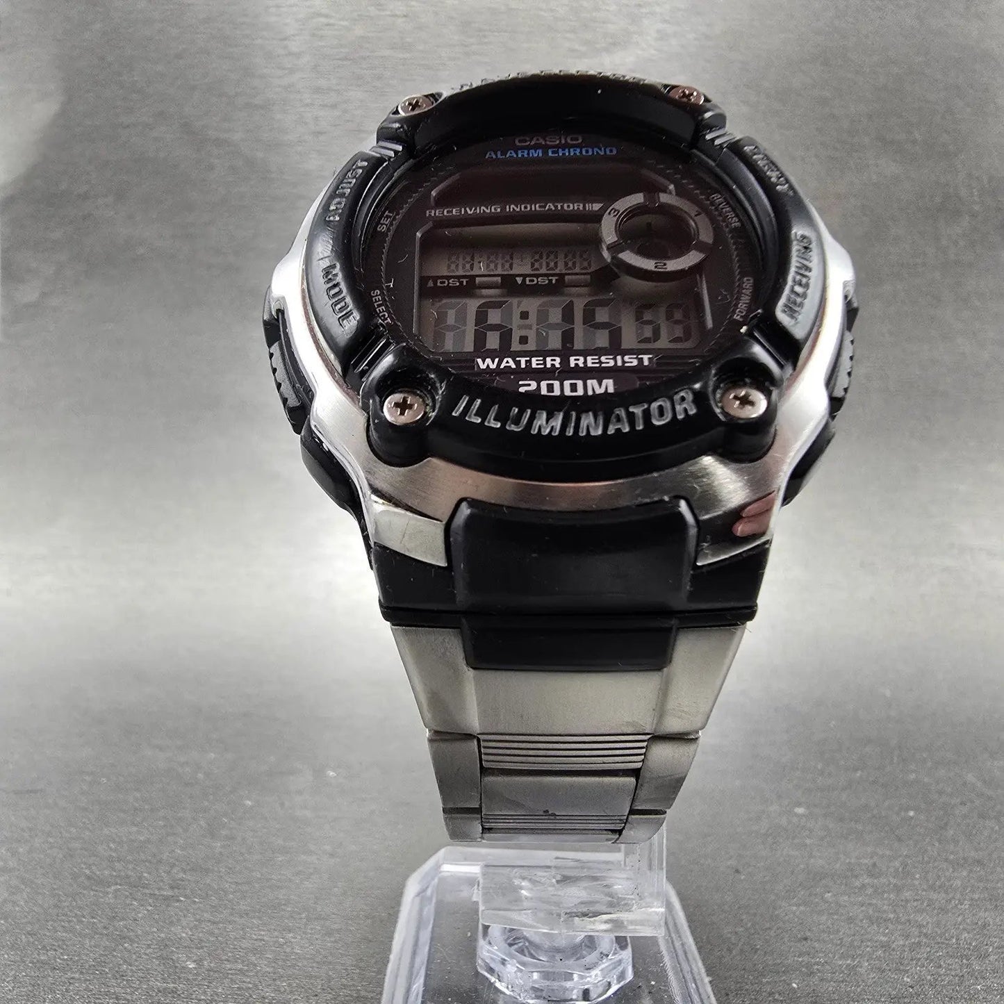Casio Waveceptor WV-200A Watch Men 48mm Digital Black Silver Alarm Chrono NewBat5
