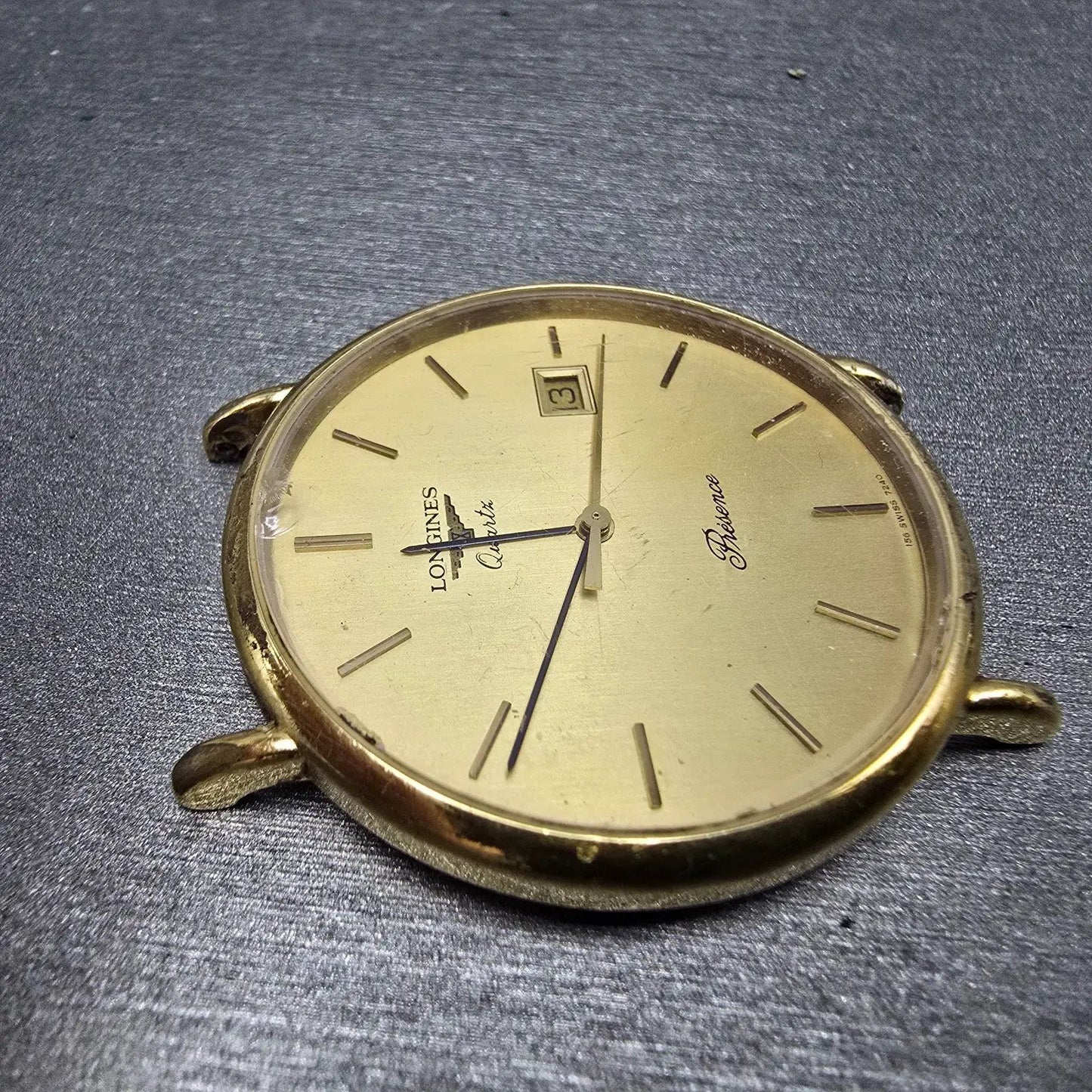 Longines Watch Men 34mm Gold Dial Gold Tone Date Round 7240 Cal 156 PARTS4