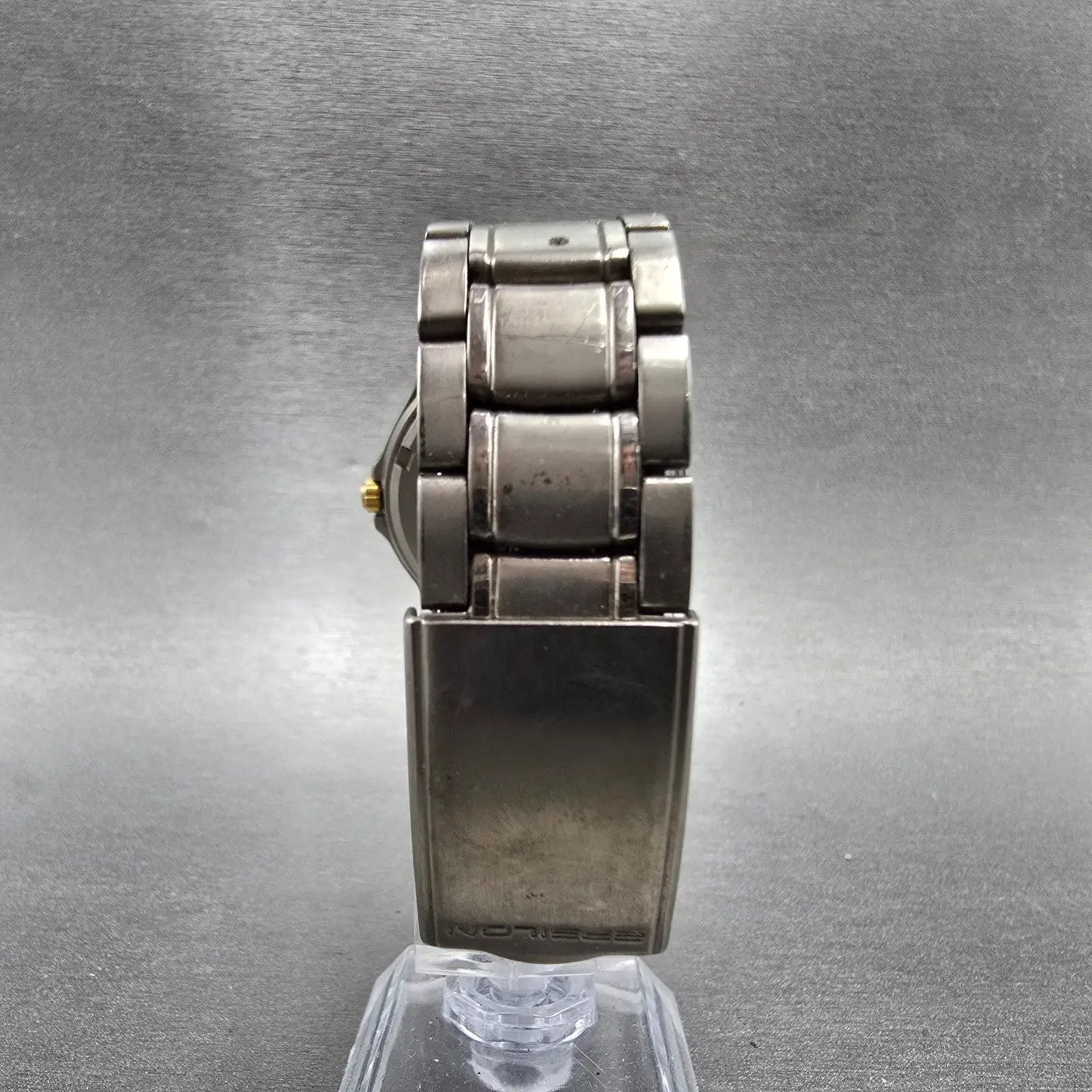 Seiko Alba Epsilon Watch Men 36mm Gray Dial Titanium Daydate V14J-0A10 Runs8