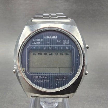 Casio Watch Men 34mm Silver & Blue Digital Watch Alarm Chronograph 95QR-31 PARTS0