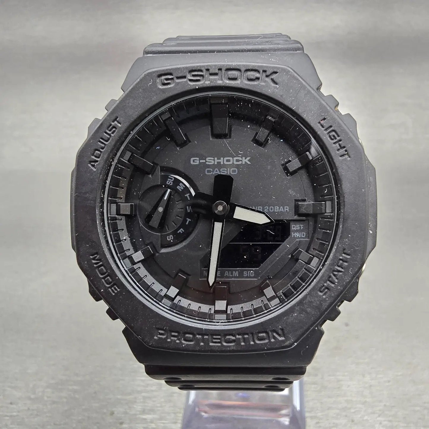 Casio G-Shock GA-2100 Watch Men 45mm Black Dial Black Chrono Alarm New Battery0