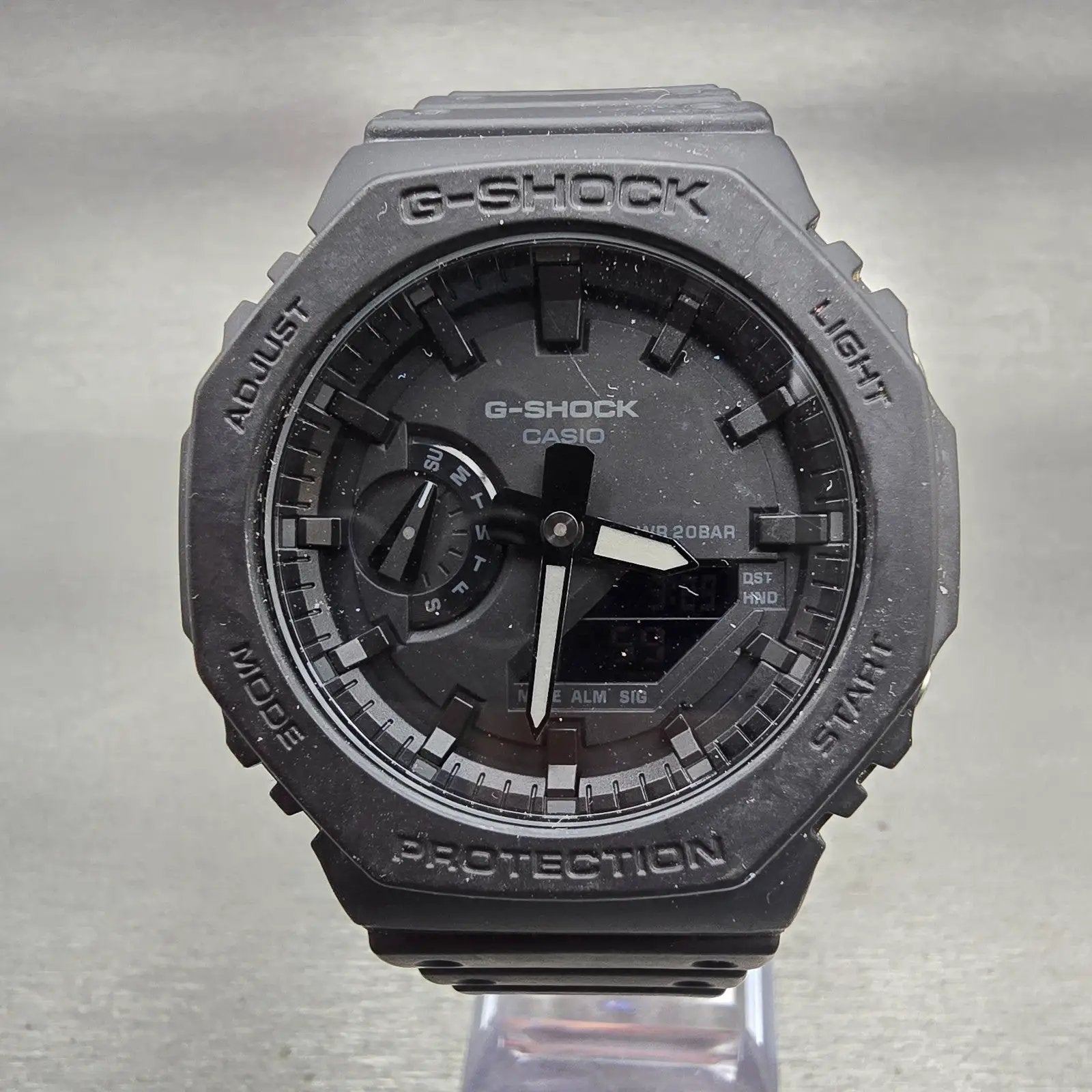 Casio G-Shock GA-2100 Watch Men 45mm Black Dial Black Chrono Alarm New Battery0