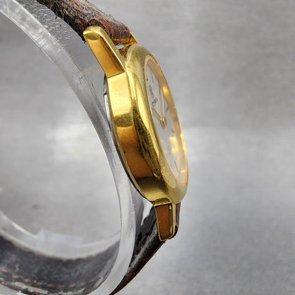 Cyma Louis XV Watch Women 22mm White Dial Gold Tone Round 348 New Battery3