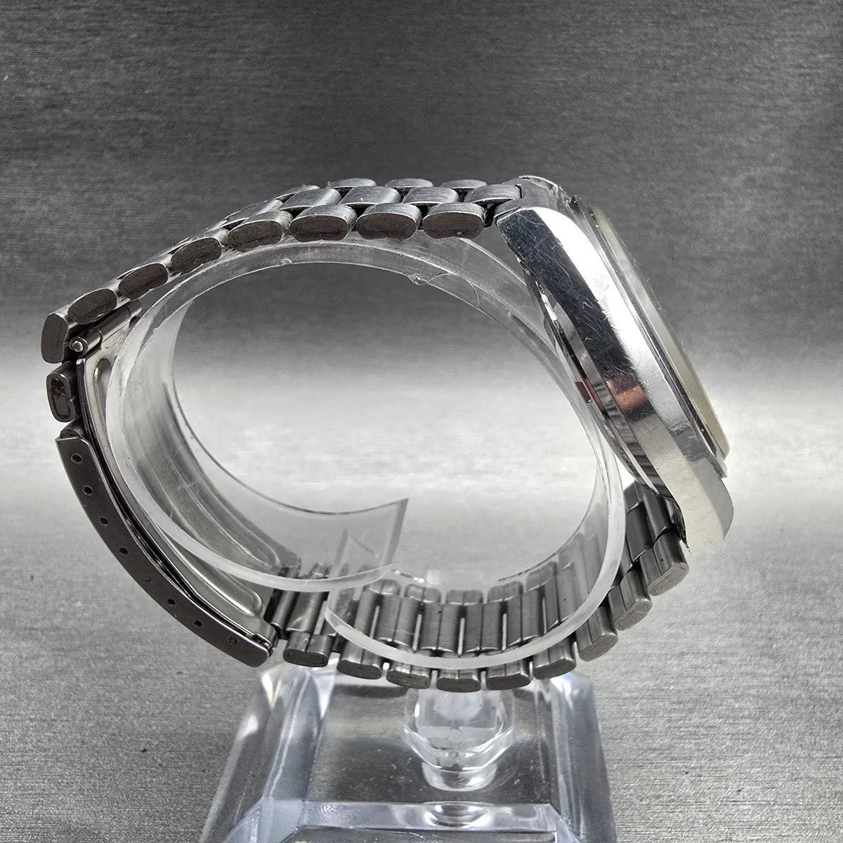 Seiko SQ Watch Men 37mm Black Dial Silver Tone Daydate Round 7546-8049 New Batt8