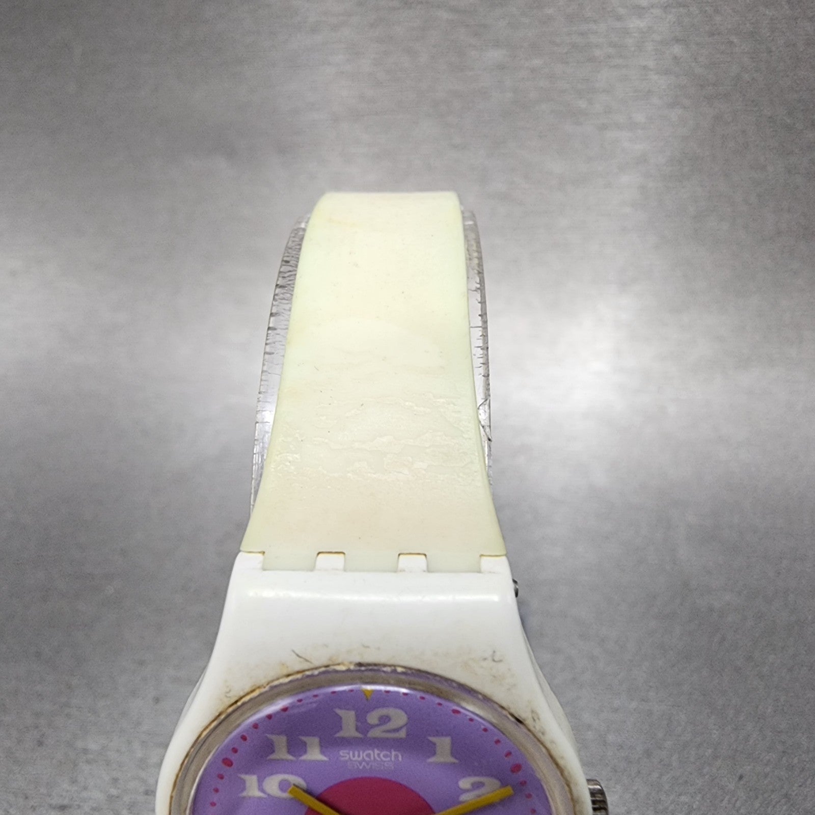 Swatch Paint By Numbers Watch Women 25mm Purple Dial White Tone Round New batt4
