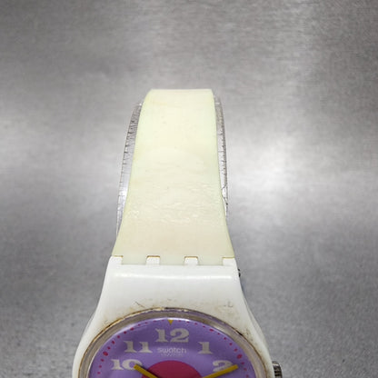 Swatch Paint By Numbers Watch Women 25mm Purple Dial White Tone Round New batt4