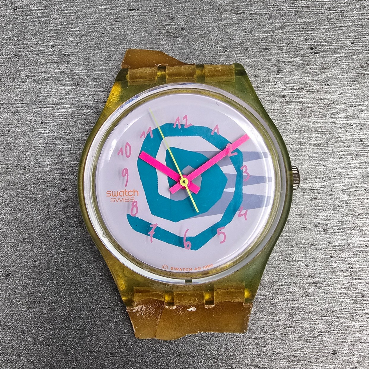Swatch Bikini Watch Women 34mm White Dial Green Case Round GJ105 New Battery0