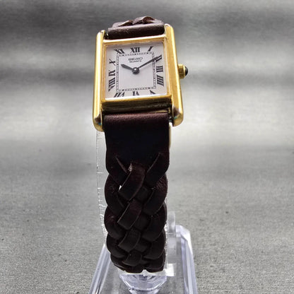 Seiko Tank Watch Women 18mm White Dial Gold Tone Rectangle 4N00-5809 New Battery5