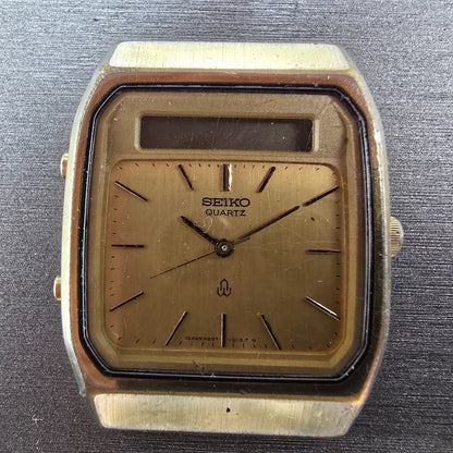 Seiko Analog Digital Watch Men 31mm Champagne Dial Gold Tone H557-5100 PARTS2