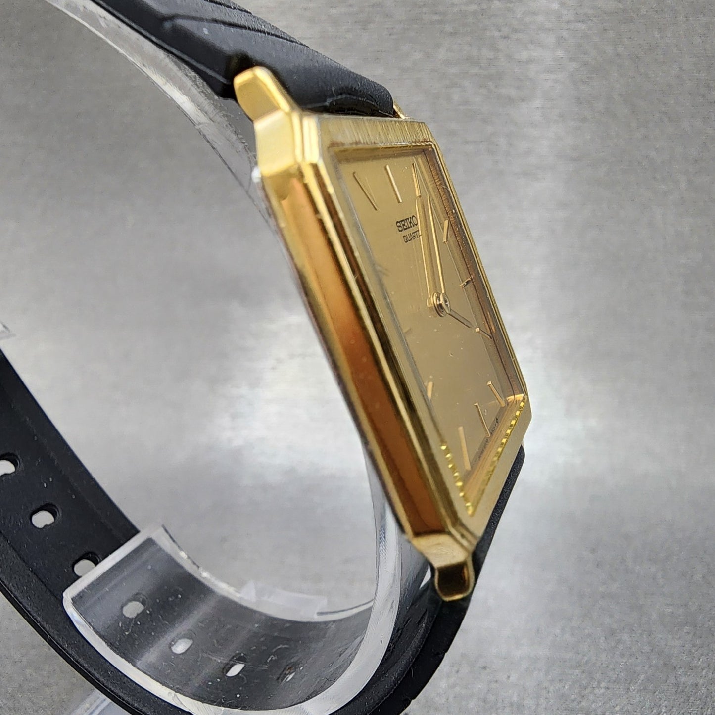 Seiko Tank Watch Men 26mm Champagne Dial Gold Tone Octagon 5p305a00 PARTS4