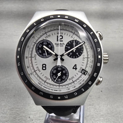 Swatch Irony Chrono Adrenaline Watch Men 40mm White Dial Date YCS4001 New Batt0