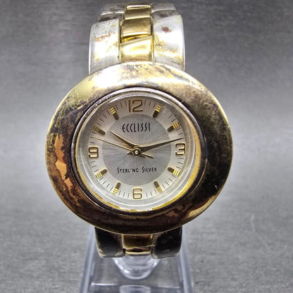 Ecclissi Watch Women 26mm Silver Dial Two Tone Sterling Silver 32250 New Battery0