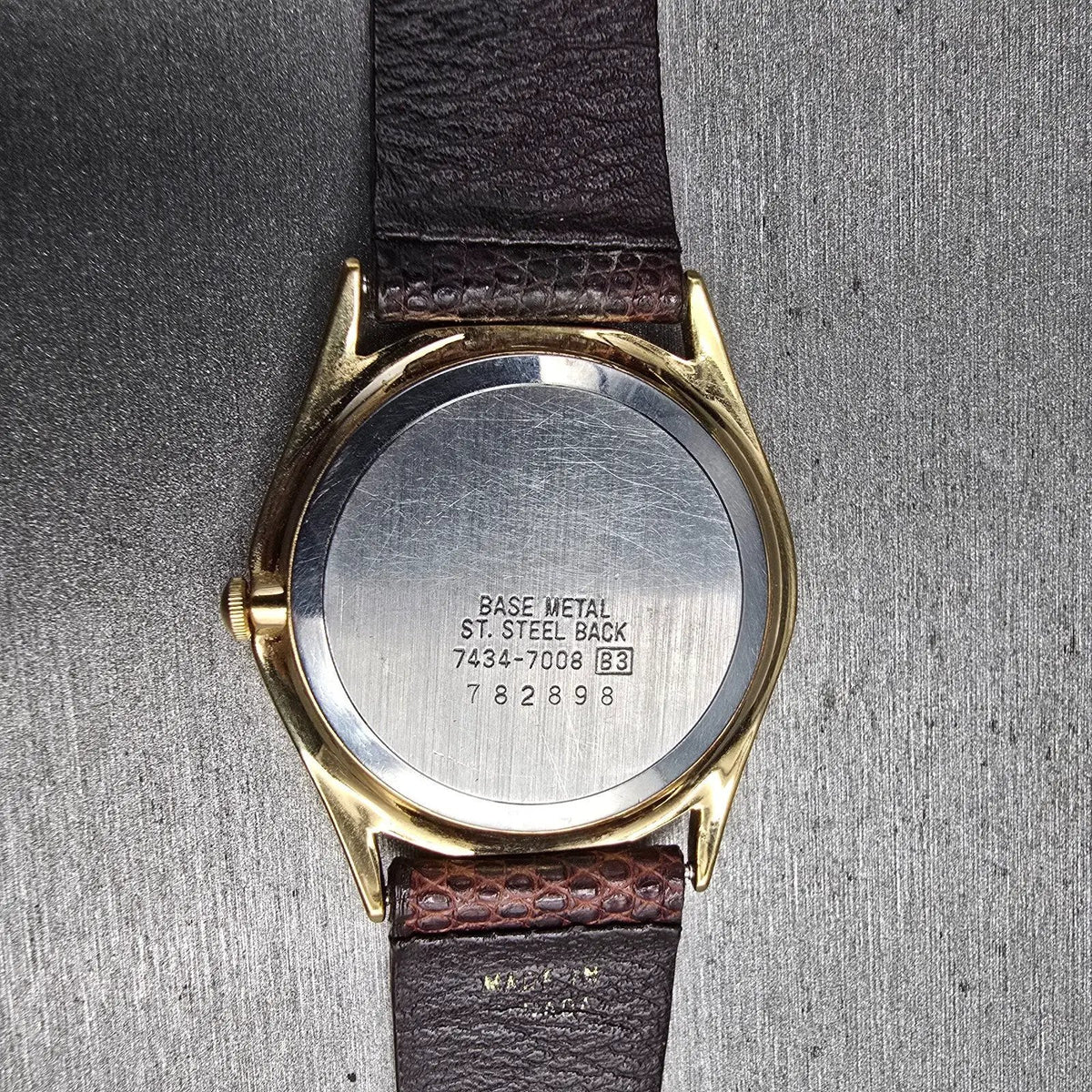 Seiko Moon Phase Watch Men 32mm Ivory Dial Gold Date 7434-7008 New Battery10