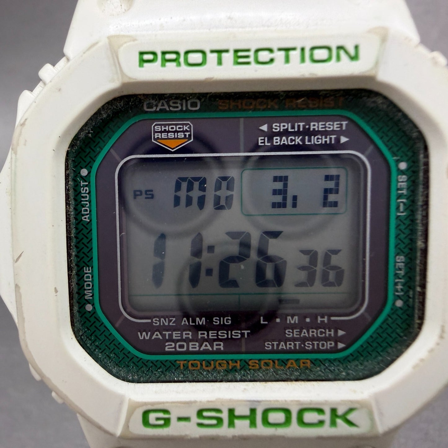 Casio G-Shock G-5600GR Watch Men 45mm White Solar Alarm Chronograph Works1