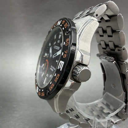 Citizen Eco-Drive PRT Watch Men 44mm Black Dial Steel Date Round AW7048-51E Runs2
