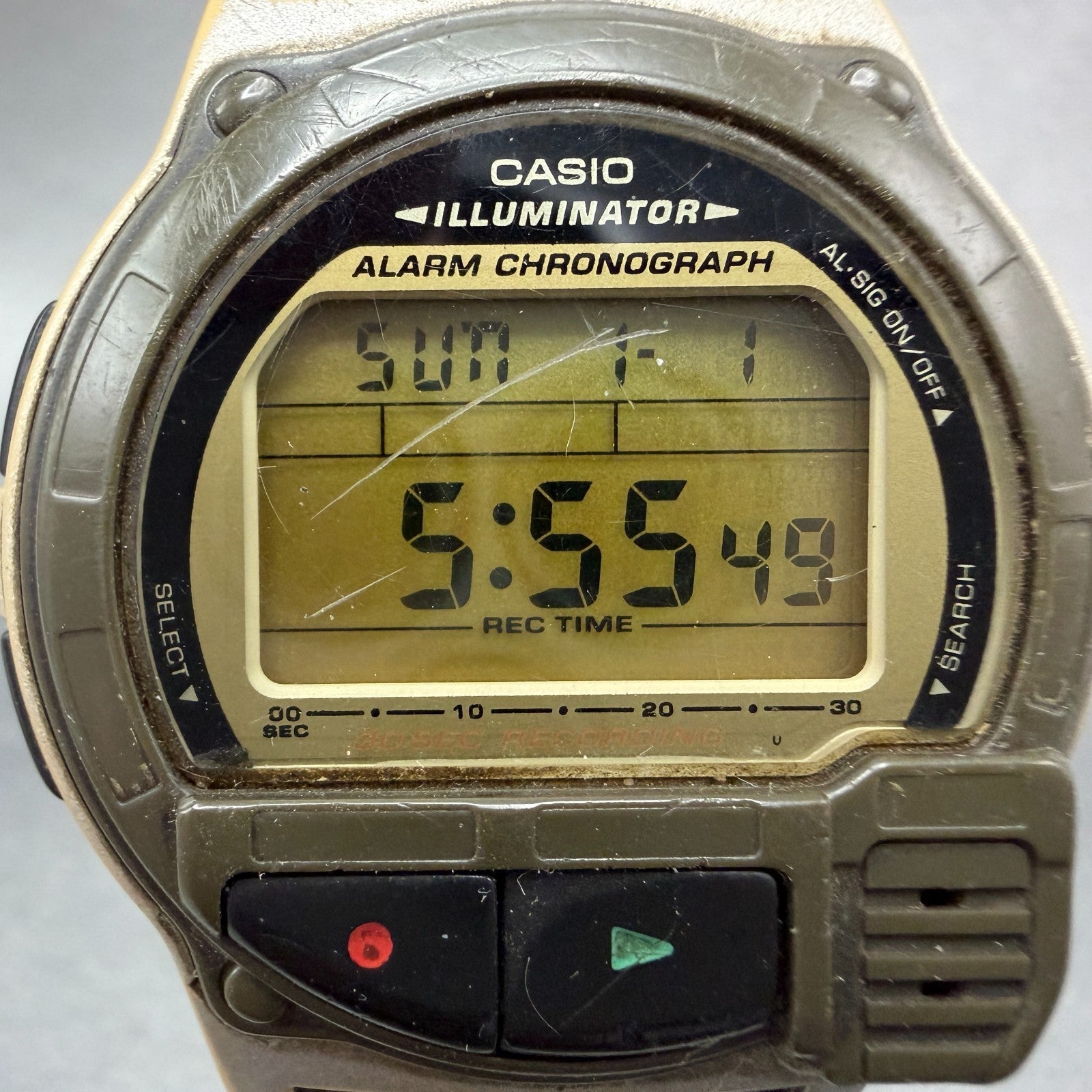 Casio F-V3 Voce Recorder Watch Men 42mm Silver Tone Digital Alarm Chrono New Bat1