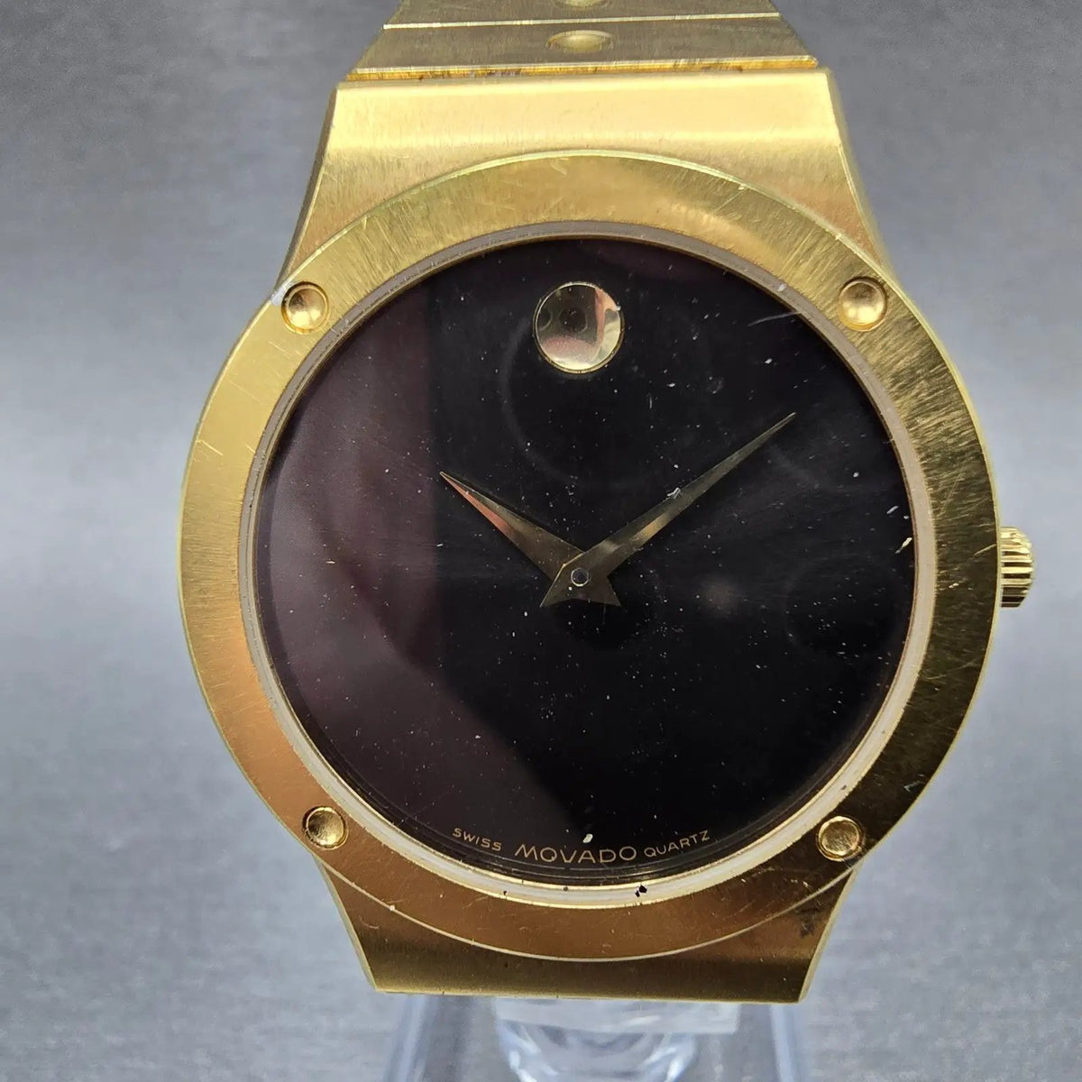 Movado Museum Watch Men 32mm Black Dial Gold Round 88.A2.876 PARTS Vintage0