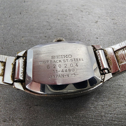 Seiko Watch Women 17mm Green Dial Silver Tone Rectangle 114480 PARTS VTG10