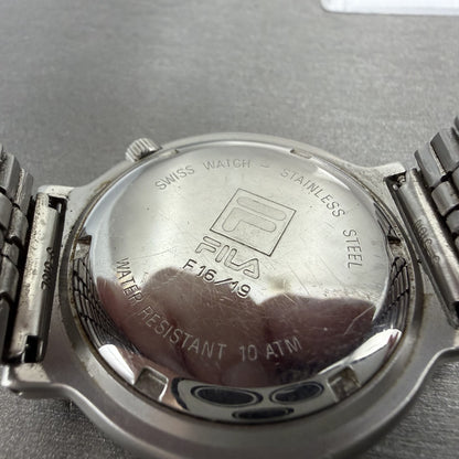 Fila Dive Watch Men 38mm Black Dial Silver Tone Round Date New Battery9