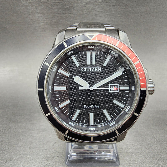 Citizen Eco-drive Dive Watch Men 46mm Black Dial Steel Date Works AW1528-75E