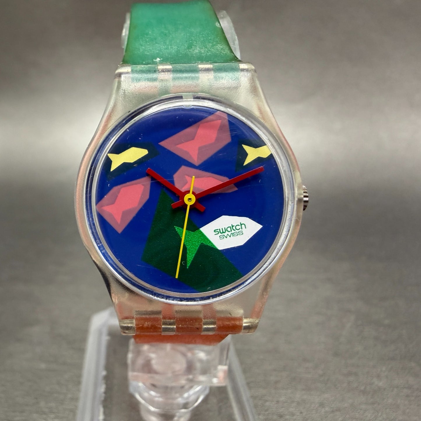 Swatch Aqua Dream Watch Women  25mm Blue Dial Clear Tone Round LK100 New Batt0