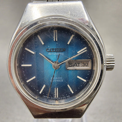 Citizen Automatic Watch Women 26mm Blue Dial Silver Tone Daydate Runs 6600 VTG1