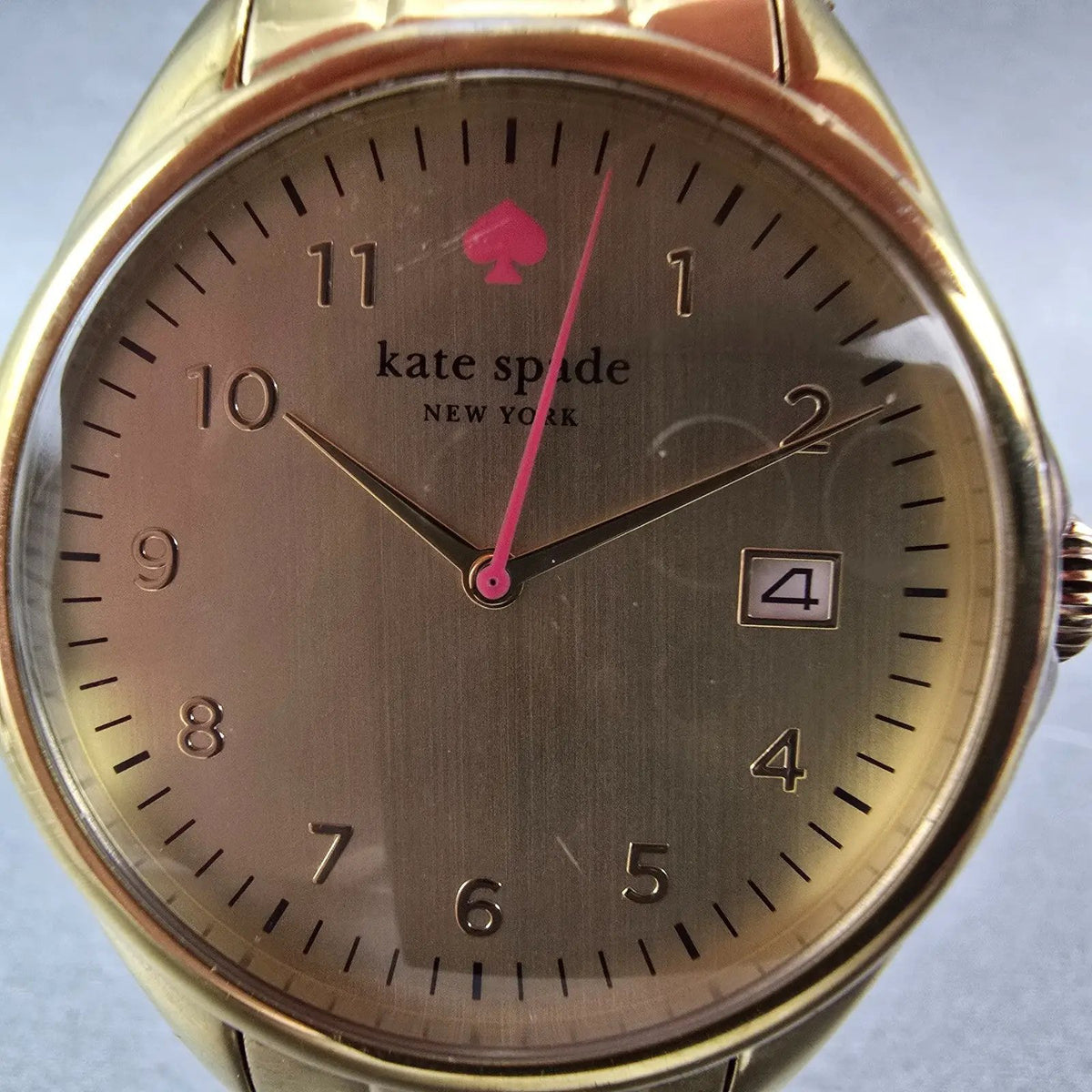 Kate Spade Seaport Watch Women 38mm Gold Dial Gold Tone Round 0030 New Battery1