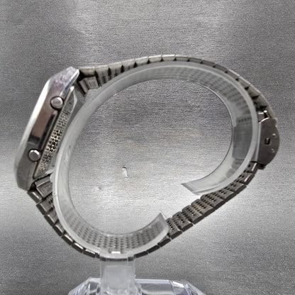 Seiko Calculator Watch Men 35mm Black Silver Alarm C359-5000 PARTS VTG7