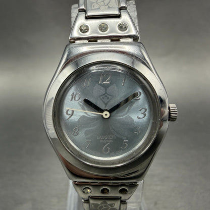 Swatch irony Flower Box Watch Women 25mm Blue Dial Silver Tone Round New Battery0