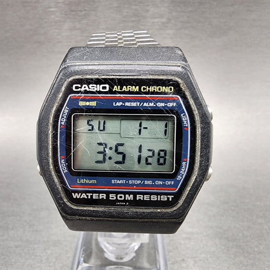Casio W26 Watch men 37mm Digital Black Tone Alarm Chronograph New Battery0