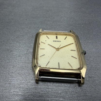 Seiko Tank Watch Men 27mm Cream Dial Gold Tone Rectangle 5E31-5A50 PARTS3