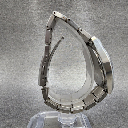 Seiko ALBA Solar Watch Men 36mm Black Dial Silver Tone Daydate Round V158 Runs8