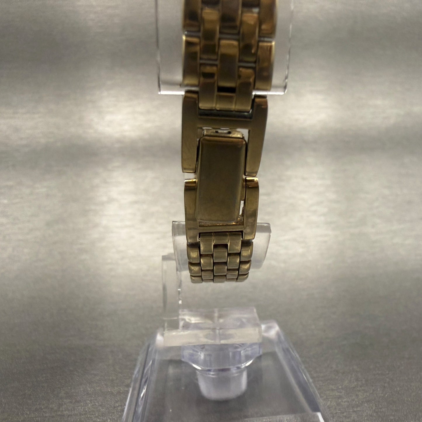 Seiko Watch Women 17mm Gold Dial Gold Tone Rectangle V400-5608 New Battery7