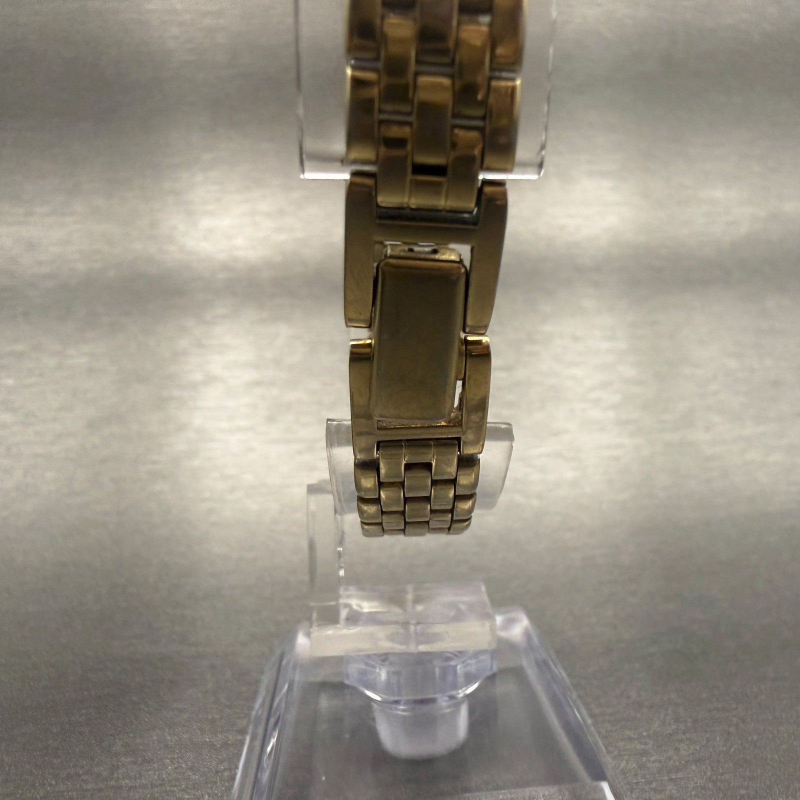 Seiko Watch Women 17mm Gold Dial Gold Tone Rectangle V400-5608 New Battery7