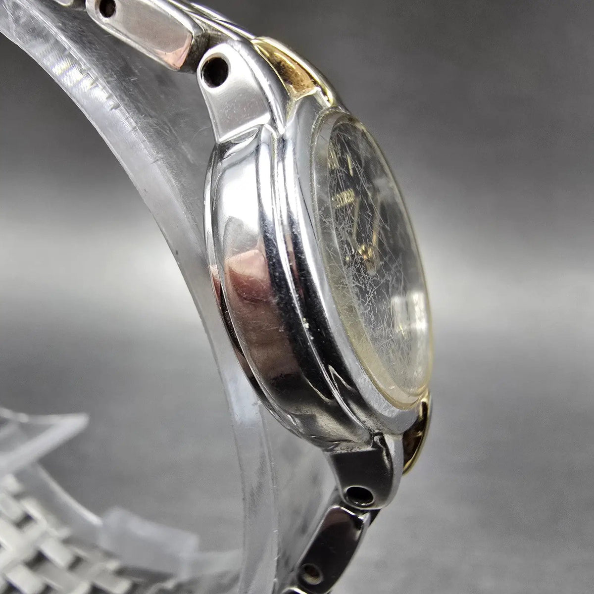 Citizen Eco-Drive Watch Women 21mm Black Dial Two Tone Round B023-S056501 Runs L3