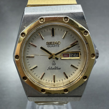 Seiko SilverWave Watch Women 26mm Silver Dial Two Tone Daydate 3423-0190 New Bat1