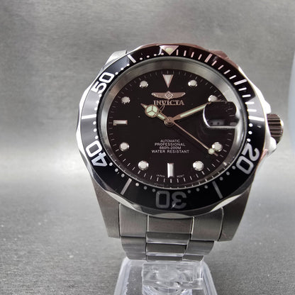 Invicta Pro Diver Automatic Watch Men 40mm Black Dial Silver Tone Date PARTS6