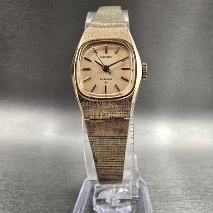 Seiko Watch Women 19mm Gold Dial Gold Tone Oval 1104-3370 Manual Wind Works5
