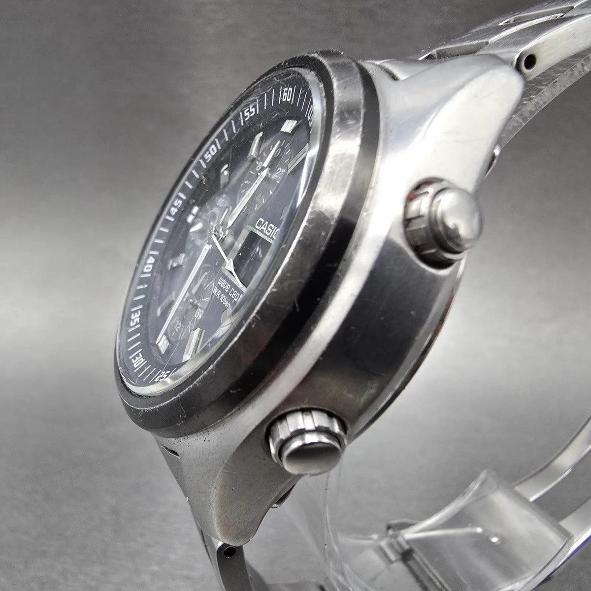 Casio Wave Ceptor WVQ-500 Watch Men 42mm Gray Dial Steel Alarm Chrono PARTS3