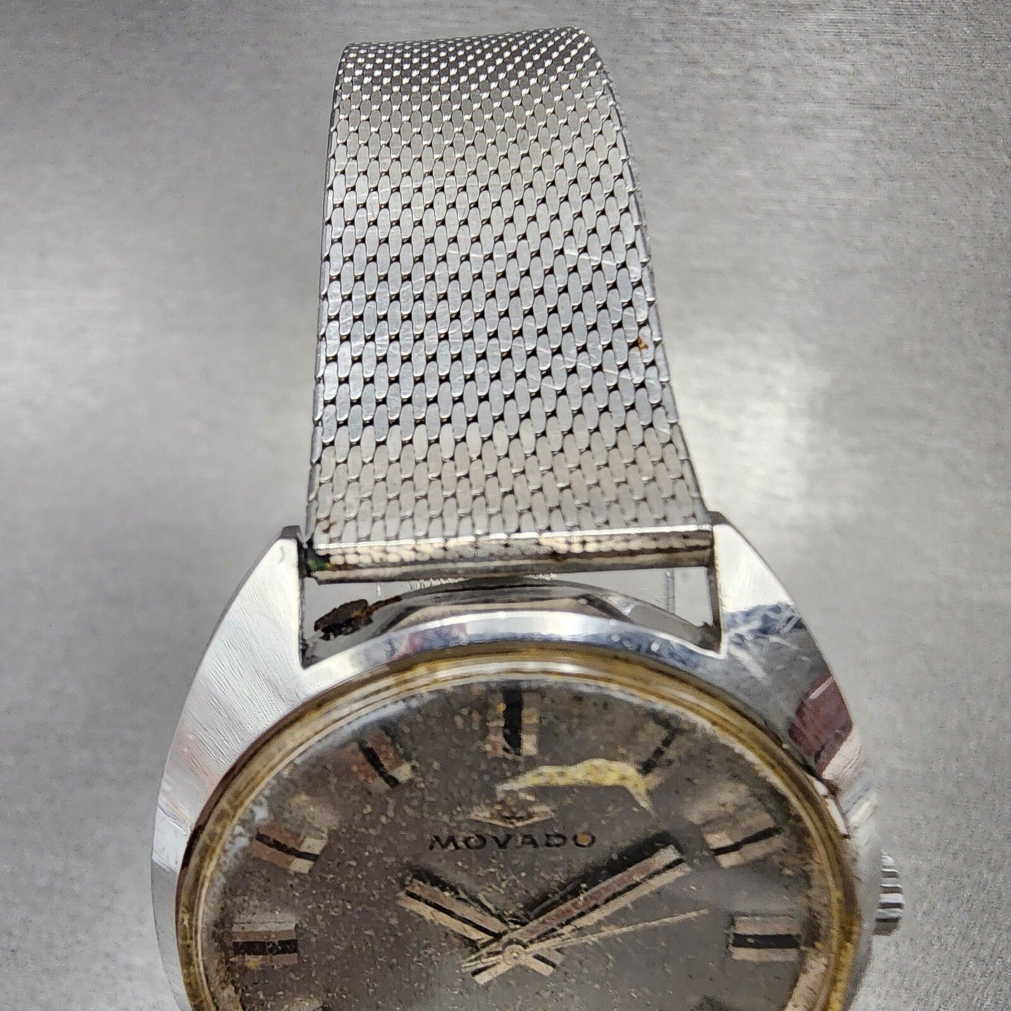 Movado Sub Sea 50 35mm Gray Dial Silver Tone Manual Wind PARTS5