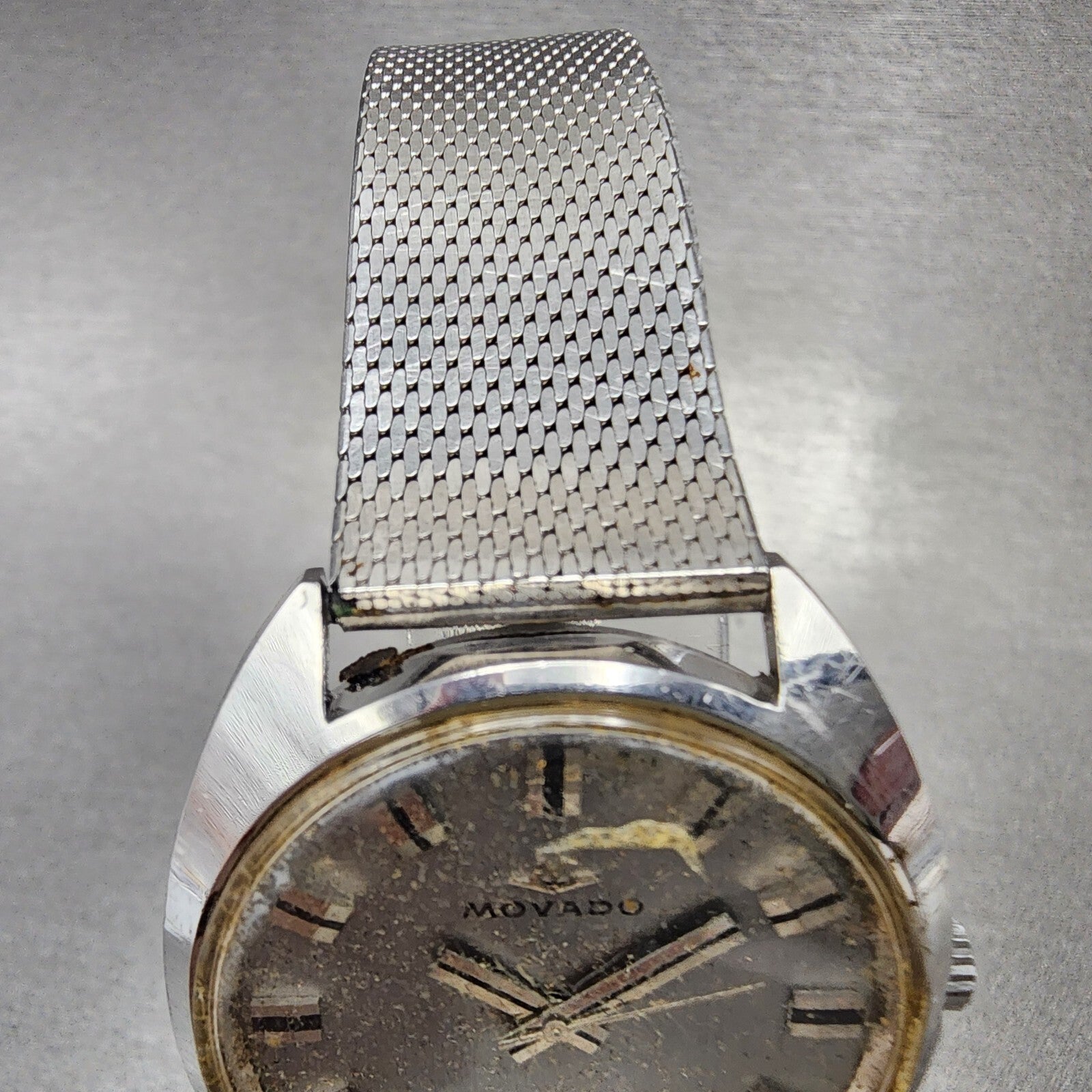 Movado Sub Sea 50 35mm Gray Dial Silver Tone Manual Wind PARTS5