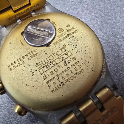 Swatch Irony DIAPHANE Chronograph Watch Men Gold Dial Date SVCK4032G New Battery10